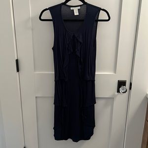 Navy sleeveless dress with flap fringe